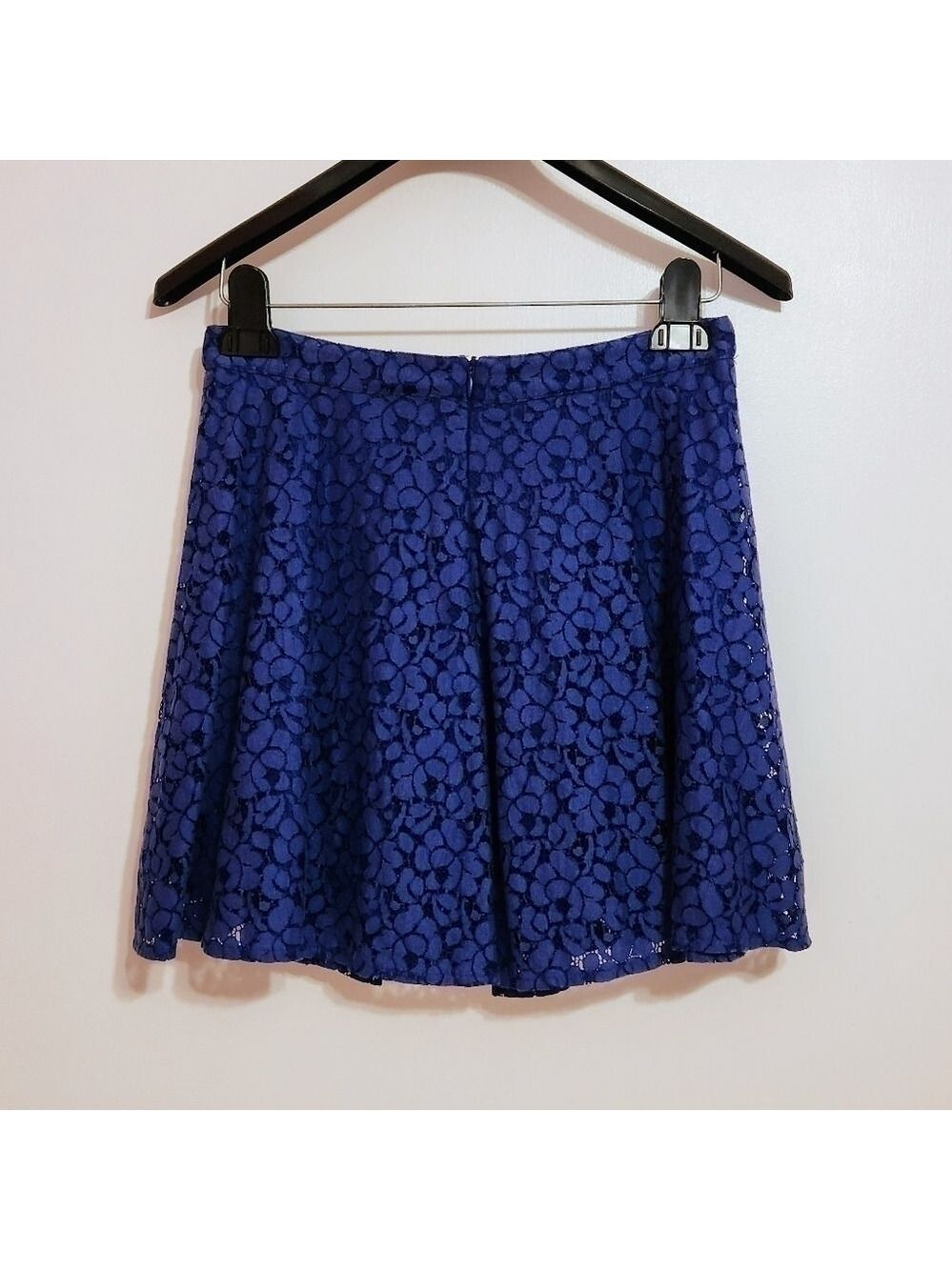 Topshop Floral Lace Skater Skirt Royal Blue Size 6 - Picture 6 of 11